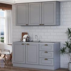 Imagem de Cozinha Americana Compacta Califórnia 5 Portas 3 Gavetas Cinza - Panorama Móveis