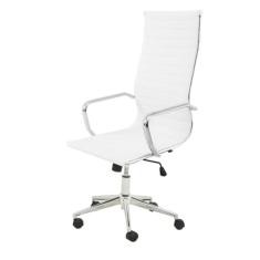 Imagem de Cadeira Giratória Alta Office Sevilha Esteirinha Rivati Poliuretano Pu Branco Base Rodízio Cromado