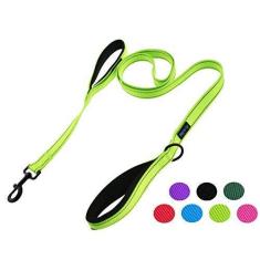 Imagem de Coleira para cães Wagtime Club macia e grossa com alça dupla de 1,8 m, alças acolchoadas de força premium - cores vibrantes com opção reflexivaWaggin Tails verde