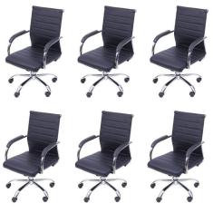 Imagem de Kit 6 Cadeiras para Escritorio Diretor Esteirinha Florenca 3322 Preto