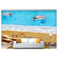 Imagem de Papel De Parede Praia Golfinhos Estrela Mar 3D At44
