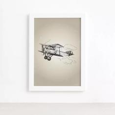 Imagem de Quadro Vintage Moldura  Avião 22x32cm