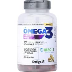 Imagem de Katiguá, Ômega 3 + Colágeno Tipo II, MEG-3, EPA + DHA e Vitamina E, Fish Oil, 60 Cápsulas Soft Gel • 30 doses, Branco
