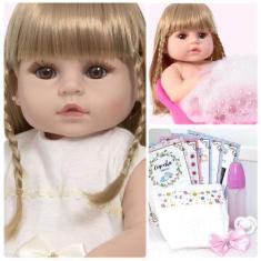 Imagem de Boneca Reborn Recem Nascida Fofinha Com Chupeta 13 Itens - Cegonha Reb