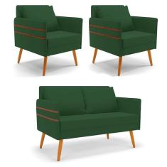 Imagem de Kit 01 Namoradeira 02 Lugares E 02 Poltronas Castanho Verde