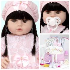 Imagem de Boneca Bebe Reborn Laura Corpo De Silicone Bolsa Maternidade - Cegonha