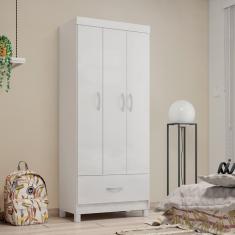 Imagem de Guarda Roupa Solteiro 3 Portas 1 Gaveta 75 cm Branco Prince Demóbile