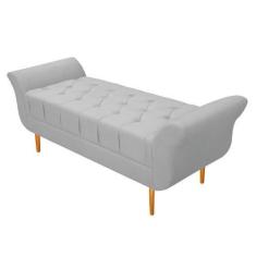 Imagem de Recamier Estofado Ari 140 cm Casal Suede Branco - Doce Sonho Móveis