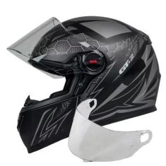 Imagem de Capacete Fw3 Fechado Gt2 Preto Fosco Mais Viseira Cristal 2.2mm, Preto