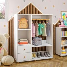 Imagem de Guarda Roupa Montessoriano 2 Gavetas 1 Cabideiro Branco - Olivar Móvei