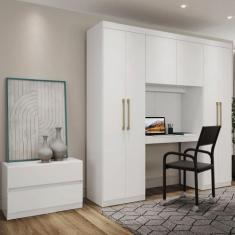 Imagem de Guarda Roupa Casal 6 Portas 2 Gavetas Porto Branco Com Escrivaninha Ca