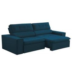 Imagem de Sofá Retratil E Reclinável 2 Lugares 160cm Veludo Azul Atenas Megasul