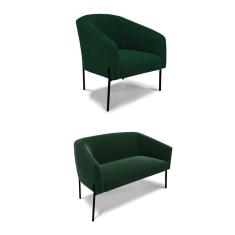 Imagem de Sofá Namoradeira e Poltrona Pé Ferro Preto Stella Bouclê Verde D03 - D`Rossi