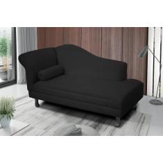 Imagem de Recamier Divã Larissa Liso 160cm Lado Esquerdo Suede Preto - Vh Moveis