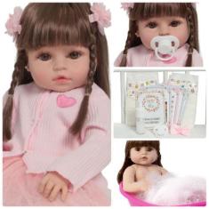 Imagem de Boneca Bebê Reborn Recém Nascida Fofinha Vestido Lindo - Cegonha Rebor
