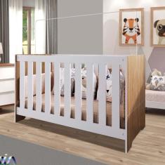 Imagem de Berço Multifuncional Americano 3 Em 1 74cm x 133cm Nogal Manchester Com Branco Redvers Shop Jm