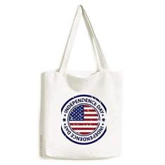 Imagem de Bolsa de lona com a bandeira do dia da independência dos EUA bolsa de compras casual
