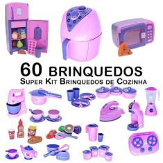 Imagem de Kit Infantil Comida Geladeira Fogão Microondas Ferro 60p