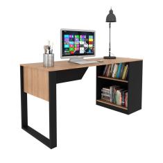 Imagem de Mesa para Escritório 160cm com 2 Prateleiras Tecnomobili Amêndoa/Preto - ME4182