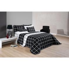 Imagem de Cama Casal King Xadrez 200 Fios Seda - Preto