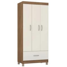 Imagem de Guarda Roupas Solteiro 3 Portas 1 Gaveta Amêndoa/Off White Prince Demóbile