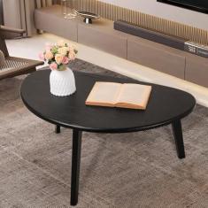Imagem de Mesa de centro moderna oval mesa de centro retrô para espaço pequeno, mesa de centro de meados do século, mesa rústica para sala de estar, escritório em casa, fácil montagem, 48 cm P x 86 cm L x 40 cm