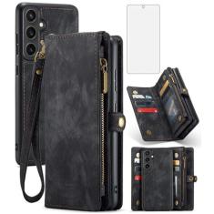 Imagem de Asuwish Capa de telefone para Samsung Galaxy S23 FE 5G carteira com zíper destacável com protetor de tela de vidro temperado e suporte de couro flip para cartão de dinheiro acessórios para celular S