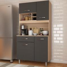 Imagem de Cozinha Compacta Glória 4 Portas 1 Gaveta Freijó/Grafite - Panorama Móveis