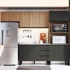 Imagem de Cozinha Compacta Mogno 9 Portas 3 Gavetas Montana/Grafite - Quiditá Móveis