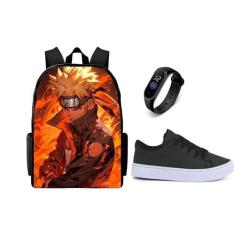 Imagem de Conjunto Escolar Masculino Tenis Casual Mais Relogio Digital E Mochila