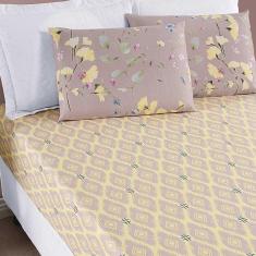 Imagem de Jogo De Lençol Ayla Casal Queen 3 Peças Microfibra Estampada Floral - Lavanda