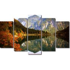 Imagem de Quadros Decorativos Paisagem Lago Com Montanha 5 Peça