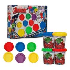 Imagem de Brinquedo Kit Massinha Molde Vingadores Carimbo 4 Potes - Cotiplás