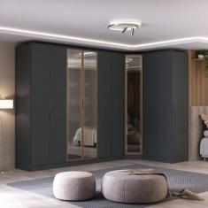 Imagem de Guarda-roupa Módulo 6 Portas + Canto + Módulo 2 Portas Ravi Grafitto