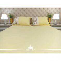 Imagem de Jogo De Cama Queen 3 Pçs Em Malha 100% Algodão Amarelo