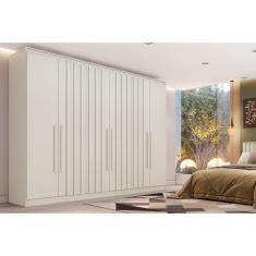 Imagem de Guarda Roupa Casal 6 Portas (4 Ripadas) e 4 Gavetas Oxford Off White - Europa