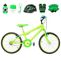 Imagem de Bicicleta Infantil Masculina Aro 20+Kit Proteção Verde Claro