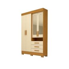Imagem de Guarda Roupa Solteiro 100% Mdf 4 Portas 3 Gavetas Com Espelho Débora A