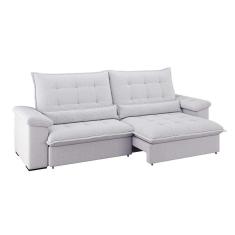 Imagem de sofá 4 lugares retrátil e reclinável módena molas ensacadas linho cinza claro