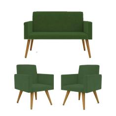 Imagem de Kit Sofá Namoradeira + 2 Poltronas Sala Estar Balaqui Decor Cor:verde