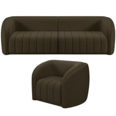 Imagem de Kit Sofá 4 Lugares Para Sala 252cm com 01 Poltrona Lazio M03 Veludo Ma