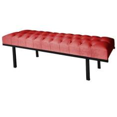 Imagem de Recamier King Vermelho Suede Liso Base De Metal Preto Barrow Vintage -