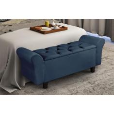 Imagem de Recamier Sapateira Baú Casal Queen Toque Acetinado Azul - Sambare Deco