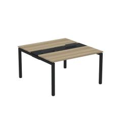 Imagem de Mesa Plataforma Dupla com Pé de Aço para Coworking 130X140/2P PDC13/14/2P Noce Naturalle/Preto