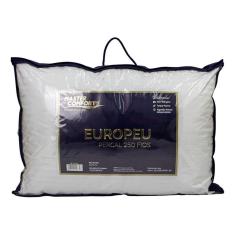 Imagem de Travesseiro Europeu Pluma Suporte Alto 100% Algodão Lavável Cor Branco