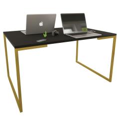 Imagem de Mesa Escrivaninha Adele 120cm Tampo Preto Base Gold - Montanaris Decor