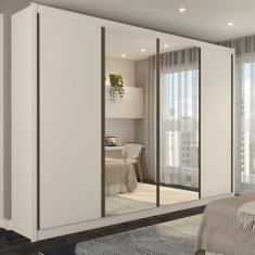 Imagem de Guarda-Roupa Casal Jeremy 4 Portas 4 Gavetas com Espelho Branco - Panorama Móveis