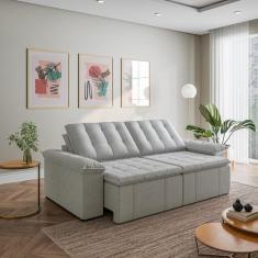 Imagem de Sofá Cama Retrátil E Reclinável 3 Lugares 260cm Em Linho Com Molas Pal