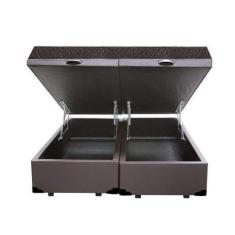 Imagem de Cama Box Baú Casal Colchão Espuma D33 + Box Bipartido Sintético Marrom Serra Negra 59x138x188