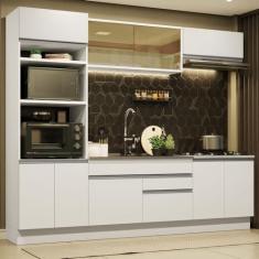Imagem de Cozinha Completa Madesa Glamy 270010 com Armário e Balcão (sem Tampo e Pia) - Branco